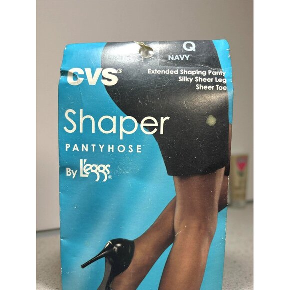 CVS Shaper Pantyhose By Leggs Navy Q Silky Sheer Leg Sheer Toe - Picture 2 of 4